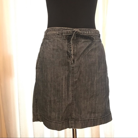 Loft Jean Skirt Tie Waist Blue Denim A line Size 4 - Picture 1 of 12